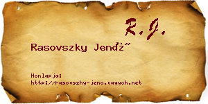 Rasovszky Jenő névjegykártya